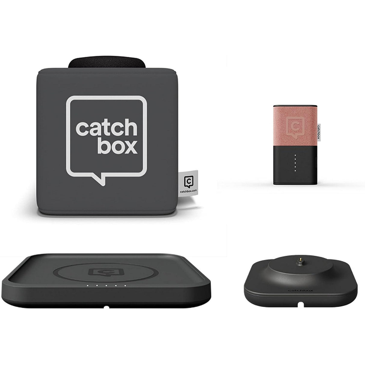 Catchbox Plus Throwable Microphone System with 1 Cube 1 Clip 1 Hub Receiver 1 Wireless Charger and 1 Dock (Old Version)
