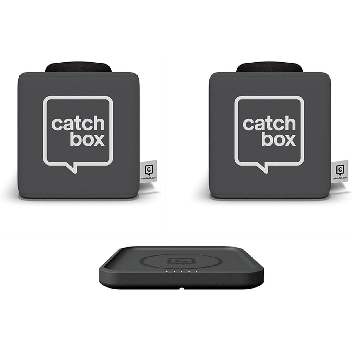 Catchbox Plus Pro Throwable Microphone System with 2 Cubes 1 Hub Receiver and 1 Wireless Charger (Old Version) - Grey