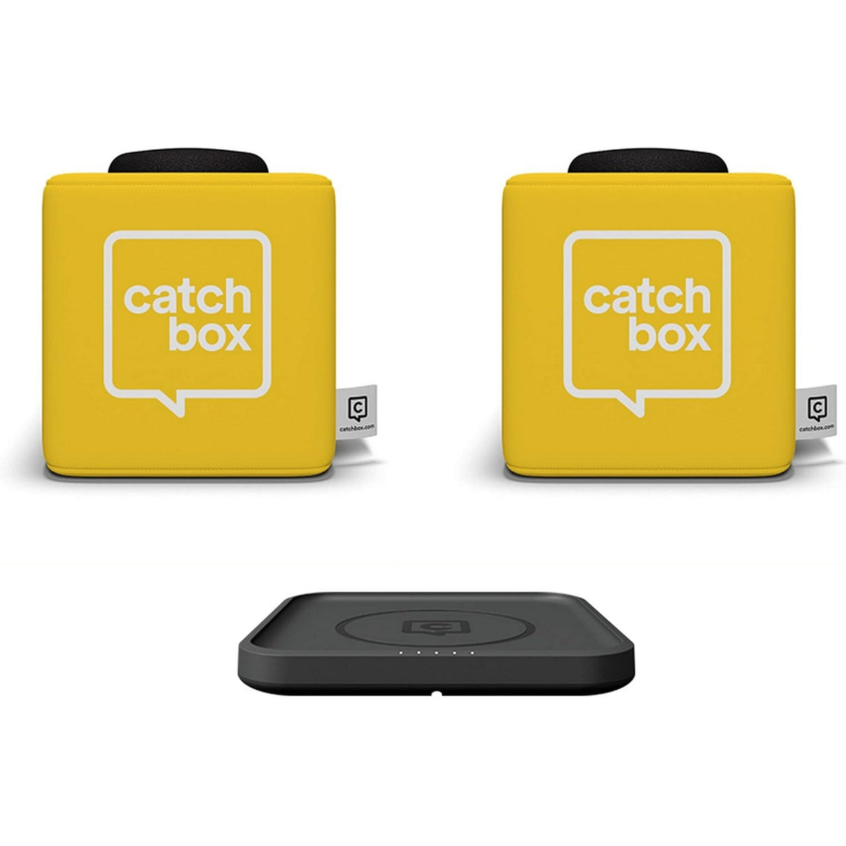 Catchbox Plus Pro Throwable Microphone System with 2 Cubes 1 Hub Receiver and 1 Wireless Charger (Old Version) - Yellow