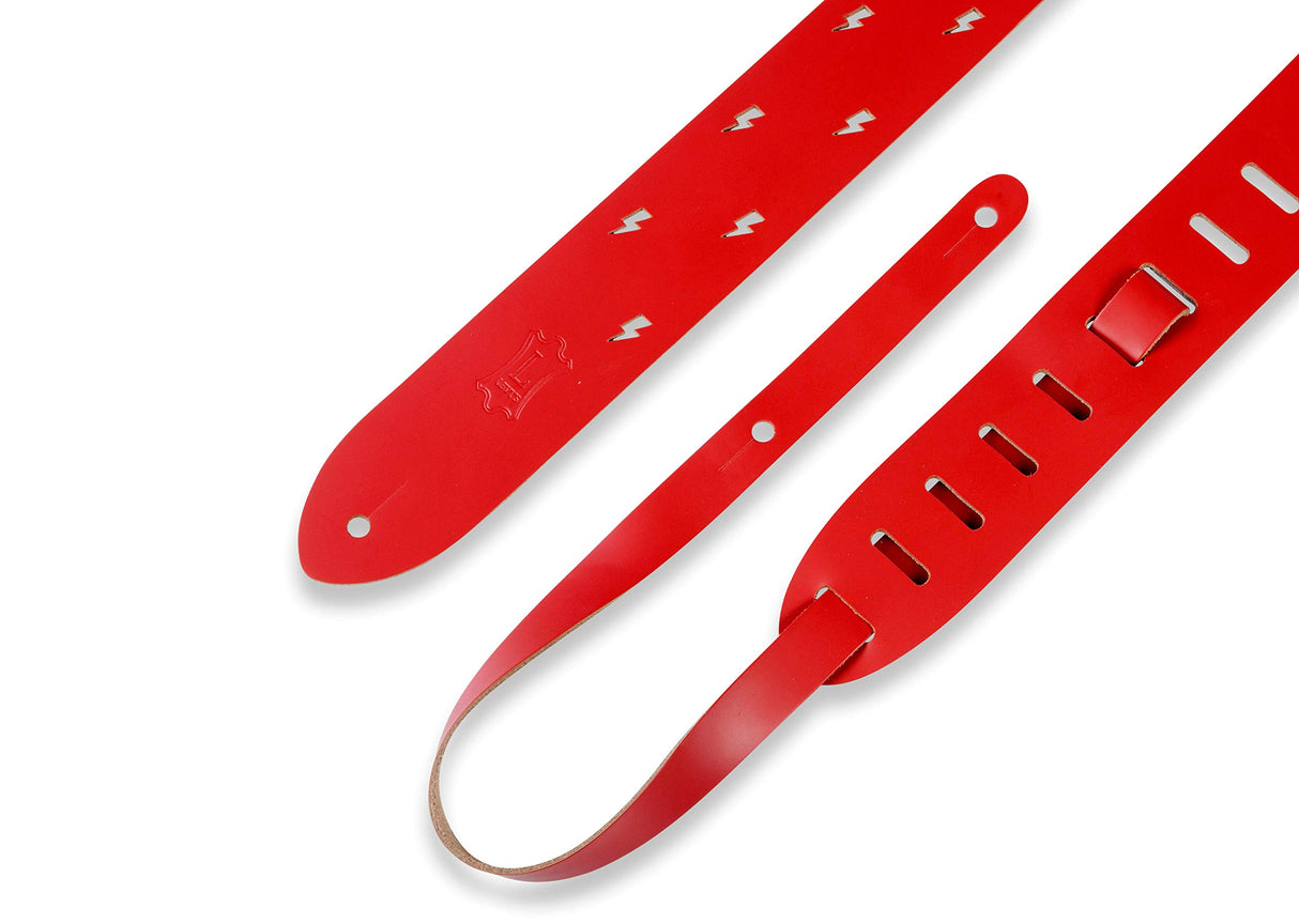 Levy’s Lightning Bolt Punch Out Guitar Strap Red - accessories