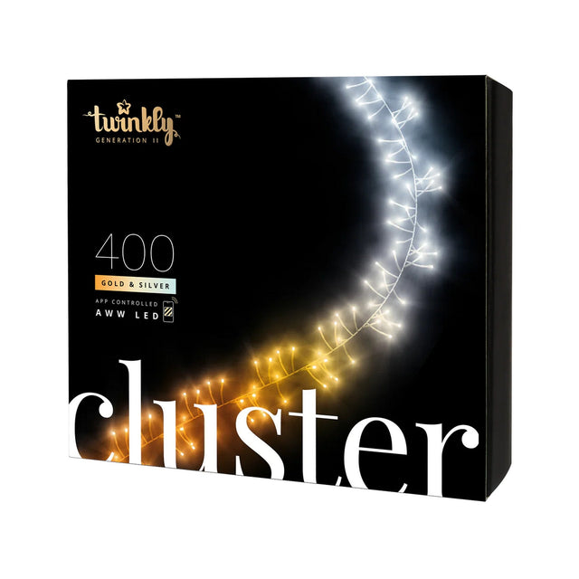 Twinkly Cluster 400L 4.3mm Diffuse Flat AWW Lens Light Black/Green Wire