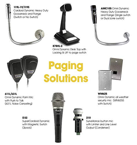 CAD Audio AMC105-2-19 19 Inch Gooseneck Omnidirectional Dynamic Microphone 2 DPDT Push-To-Talk Chrome