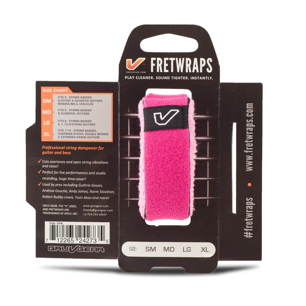 Gruv Gear FretWraps String Muter HD Puff 1-Pack Pink Extra Large - accessories