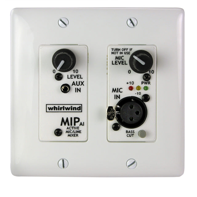 Whirlwind MIPAID 2-Gang Wall Input Plate with XLRF 3.5mm TRS Inputs White