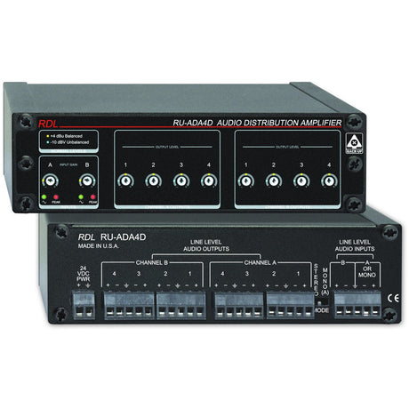 RDL RU-ADA4D 4 Channel Stereo Audio Distribution Amplifier