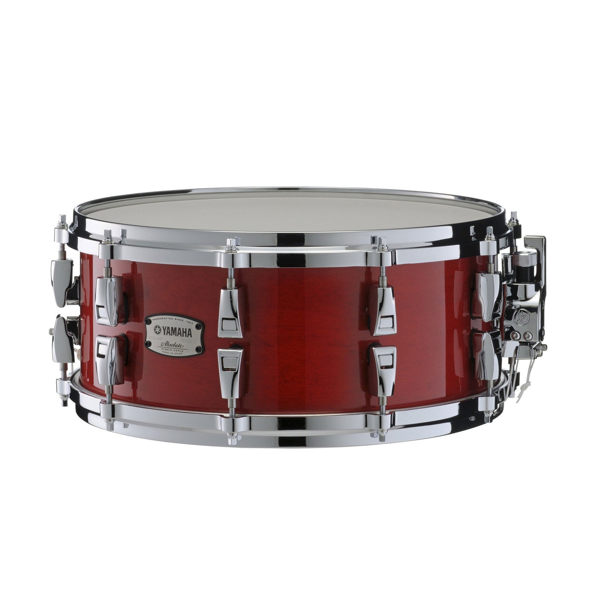 Yamaha Absolute Hybrid Maple Snare Drum 10 Lugs Aluminum Die-Cast Hoops - Red Autumn