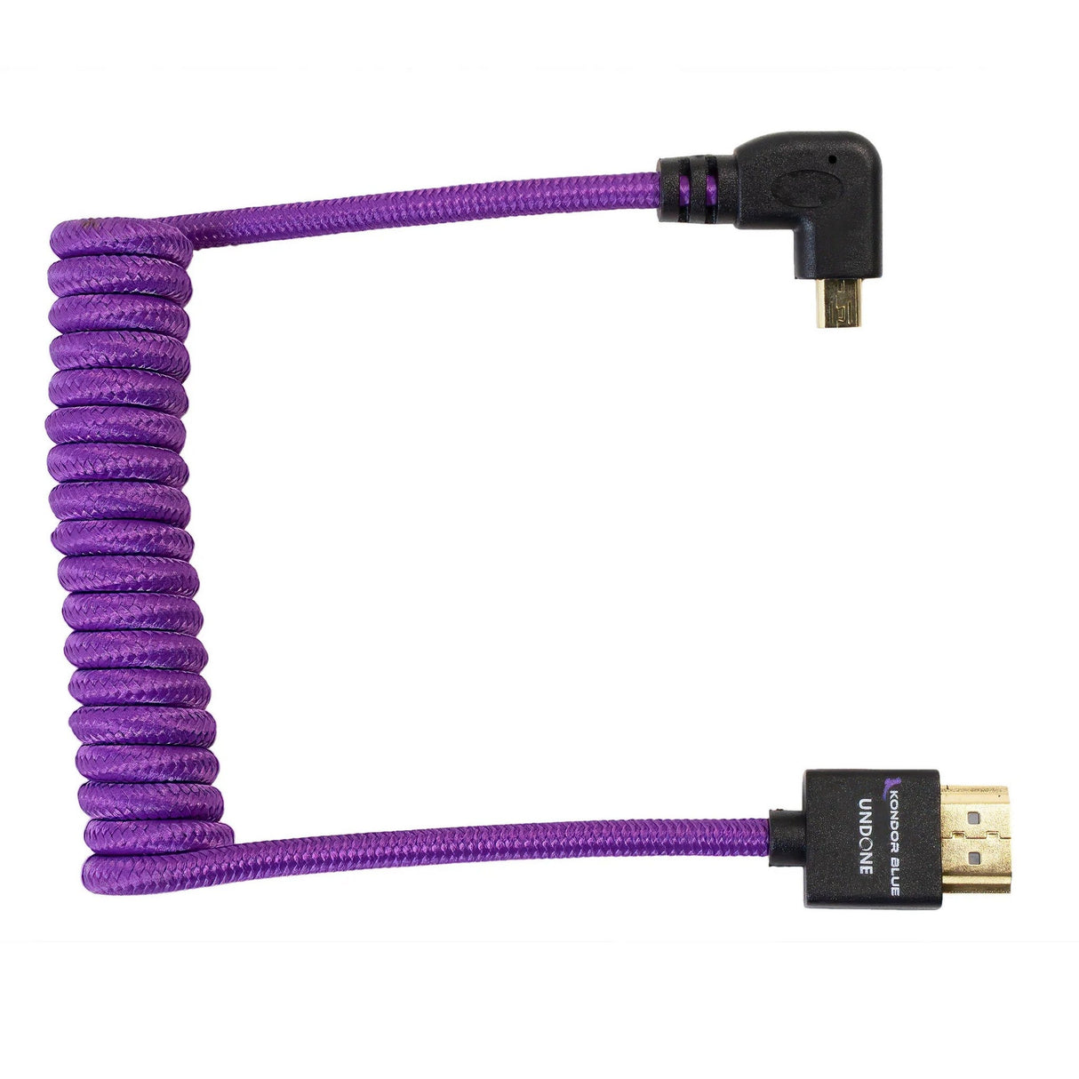 Kondor Blue Gerald Undone MK2 Full HDMI to Left Angle Micro HDMI Cable 12-24-Inch Coiled Purple Left Angle Sony/Fuji