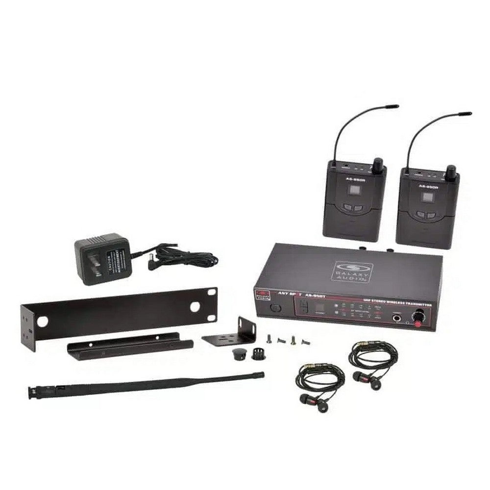 Galaxy Audio AS-950-2 16-Channel Stereo Wireless Personal In-Ear Monitor Twin System P2 470-494 MHz