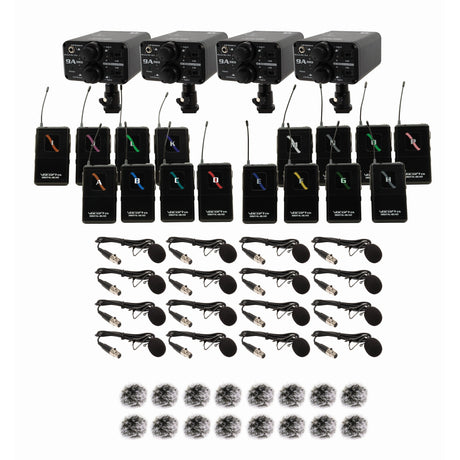 VocoPro FIELD-QUAD-FILM-16B Portable Sixteen Lavalier Field/Camera-Mountable Wireless Microphone System 902-927.2 MHz