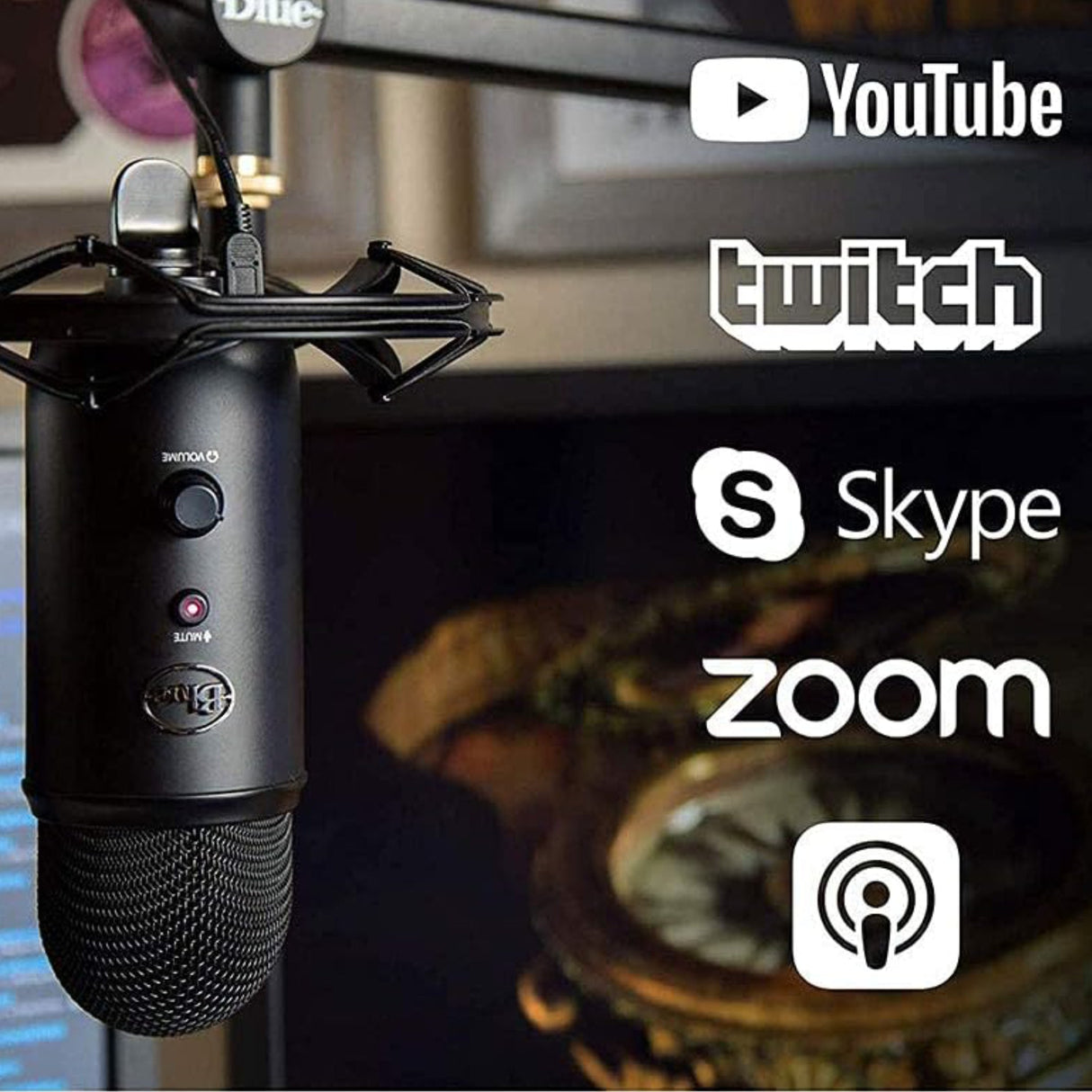 Blue Yeticaster Pro Broadcast USB Microphone Studio Bundle with StudioOne 5 Artist, iZotope RX Elements, and Groove3