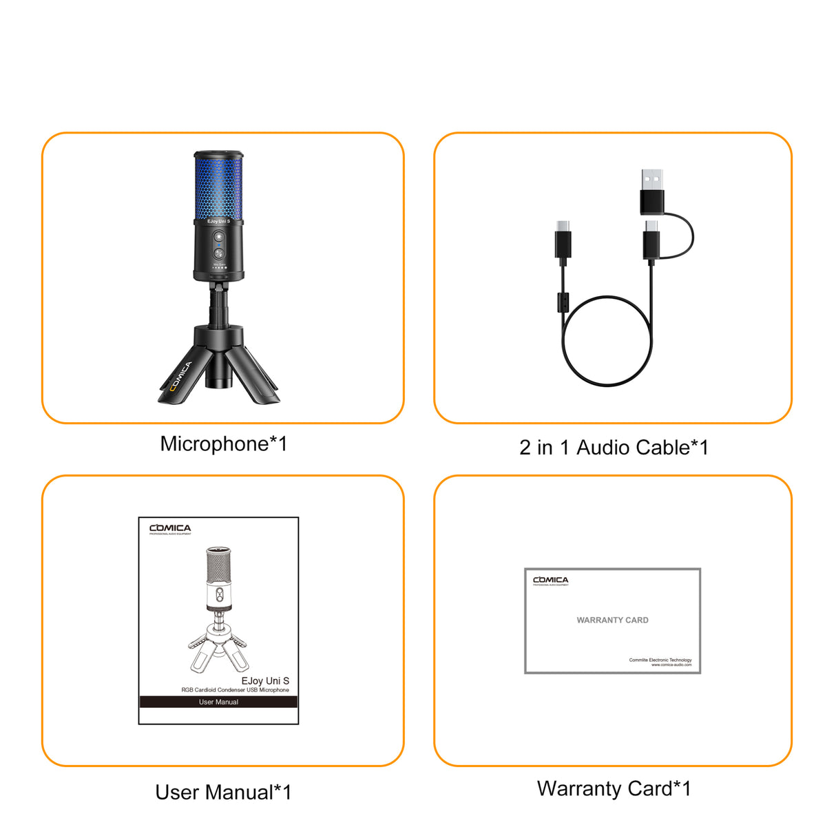 Comica EJoy Uni S RGB Cardioid Condenser USB Microphone