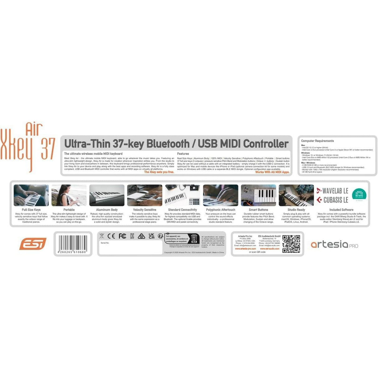 ESI Xkey 37 Air Bluetooth MIDI Keyboard Controller