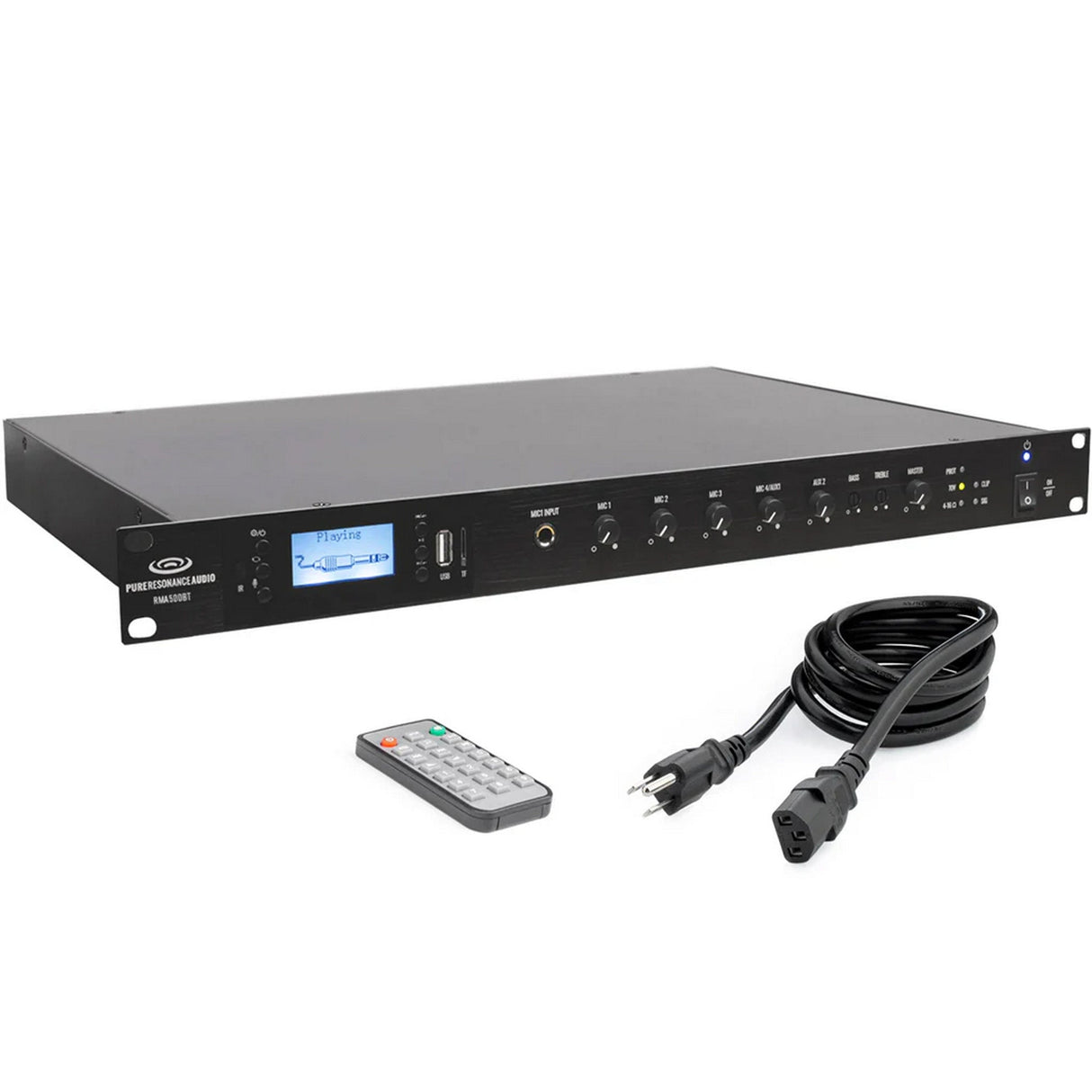 Pure Resonance Audio Background Music Sound System with (4)C8 Ceiling Speakers, (4)C8-TB Tile Bridges, and RMA500BT Bluetooth Mixer Amplifier