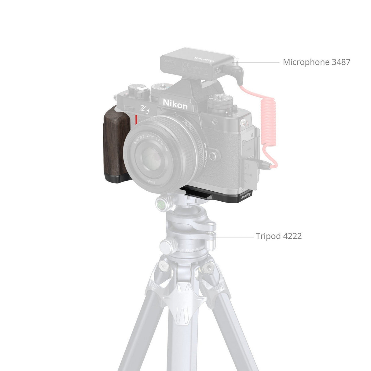 SmallRig 4801 L-Shape Mount Plate with Wooden Handle for Nikon Z f 4801