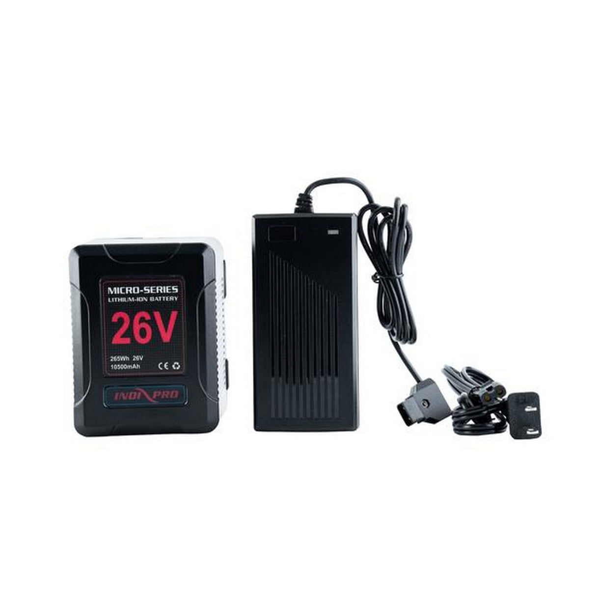 IndiPRO VMDT26V Micro-Series 26V 260Wh Lithium-Ion Battery V-Mount and D-Tap Charger Kit