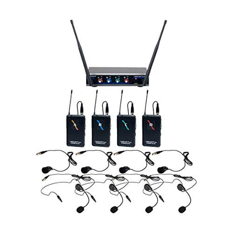 VocoPro Digital-QUAD-B2 4-Channel UHF Digital Wireless Headset and Lapel Microphone System Frequency B2
