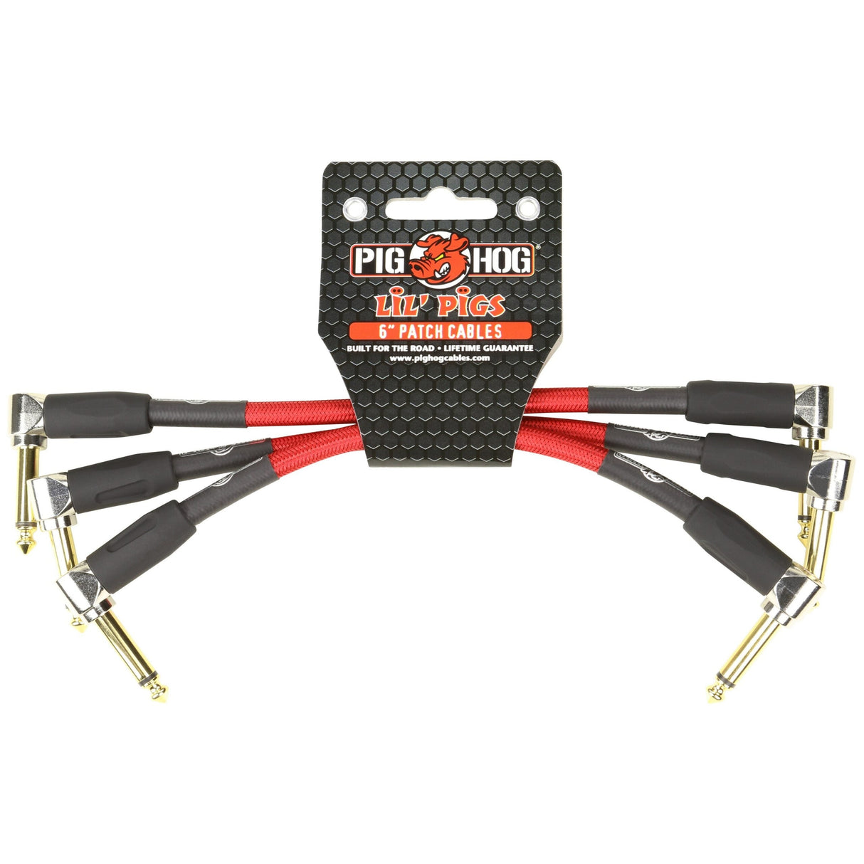 Pig Hog PHLIL6CA ’Candy Apple’ 6-Inch Patch Cables 3-Pack