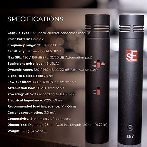 sE Electronics sE7 SP Small Diaphragm Cardioid Condenser Microphone Pair