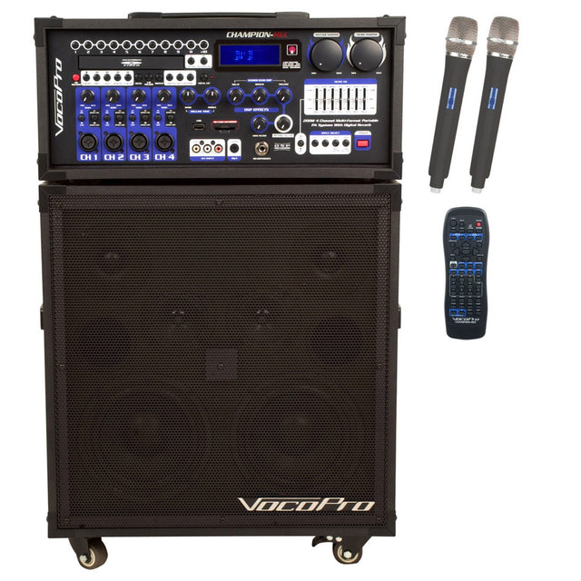 VocoPro CHAMPION-REC-9 4-Channel Multi-Format Portable PA System 200W