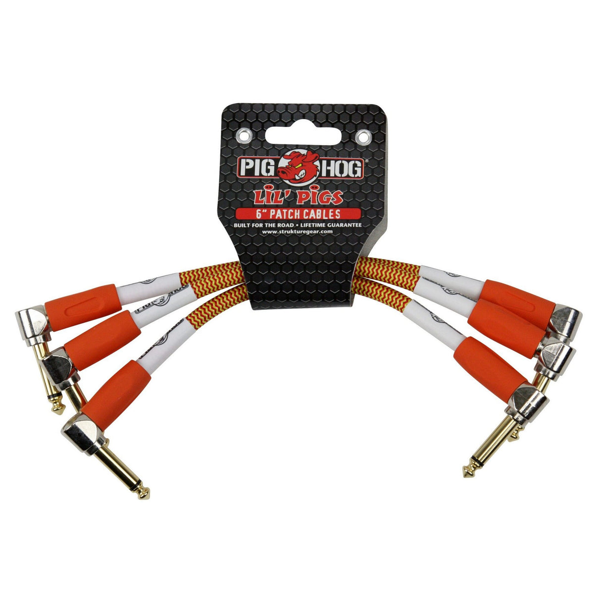Pig Hog PHLIL6CC ’Orange Cream’ 6-Inch Patch Cables 3-Pack