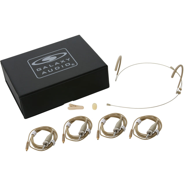 Galaxy Audio HSM8-OBG-4SEN Omnidirectional Dual Ear Headset Microphone with Sennheiser Connector Cables Beige