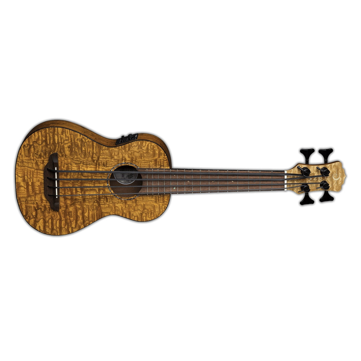 Luna Guitars Uke Bari-Bass Quilt Ash Top with Preamp and Padded Gigbag 4-String - guitar