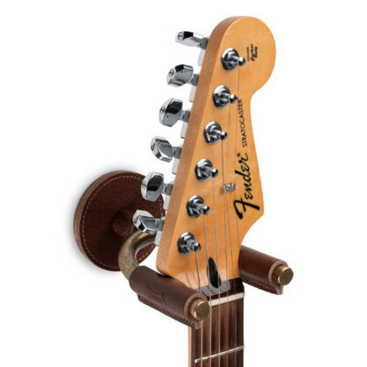 Levyās Brass Forged Guitar Hanger with Brown Leather - accessories