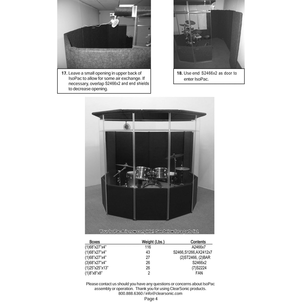 ClearSonic IPA IsoPac A Portable Drum Isolation Booth, 60-70% Volume Reduction