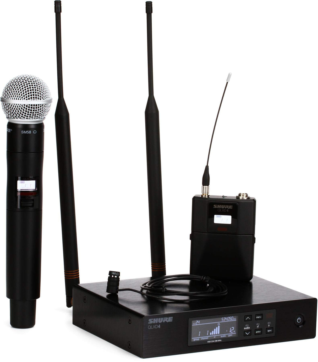 Shure QLXD124/85 Wireless Bodypack and Handheld Vocal Combo System with WL185 - G50: 470 - 534 MHz
