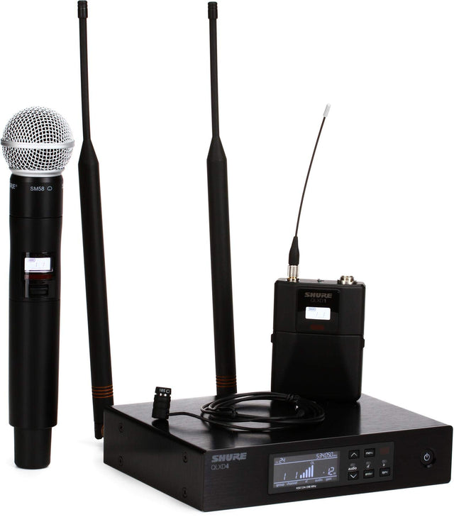 Shure QLXD124/85 Wireless Bodypack and Handheld Vocal Combo System with WL185 - G50: 470 - 534 MHz