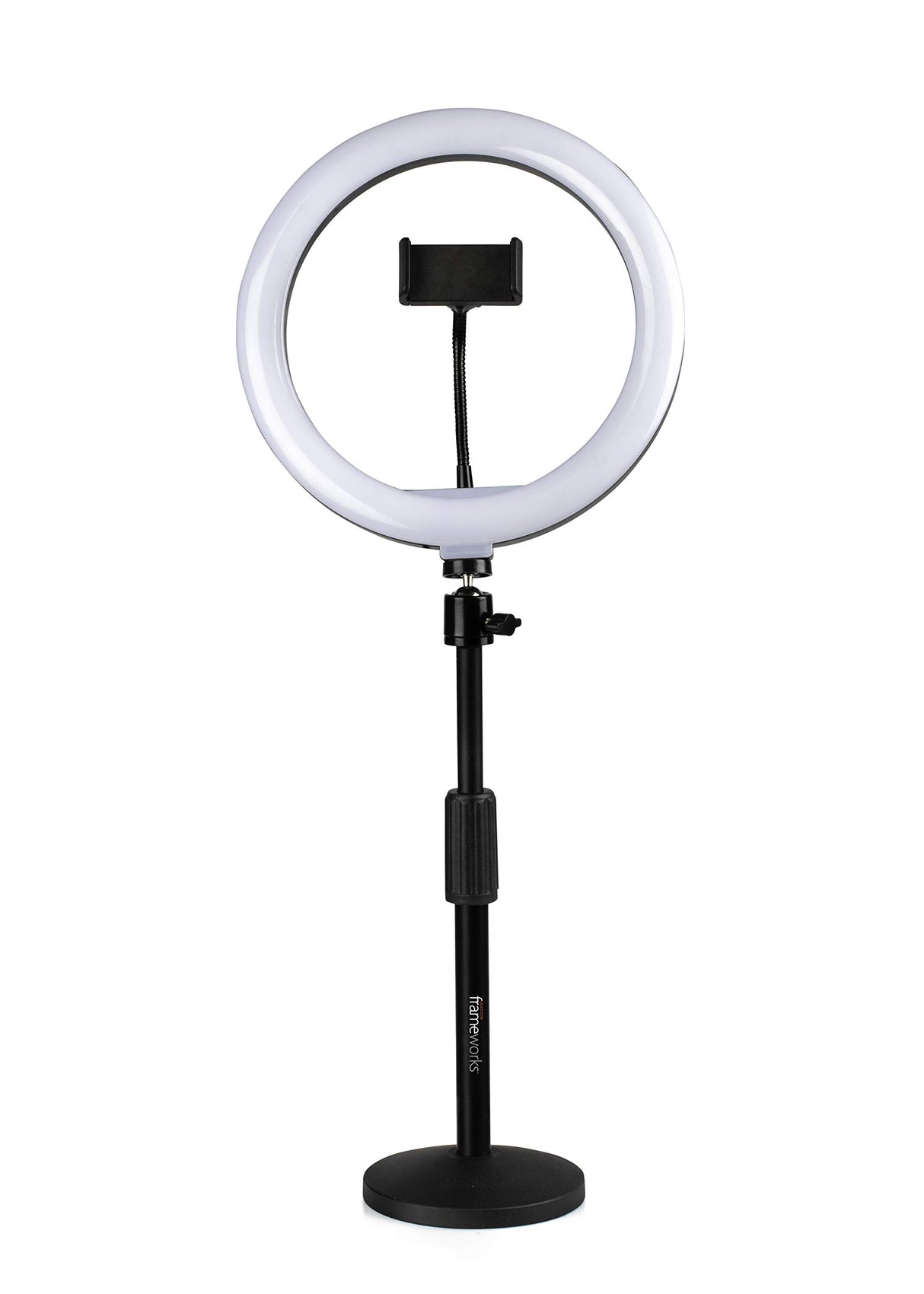 Gator GFW-RINGLIGHTDSKTP Ring Light Round Base Desktop Stand with Phone Clamp