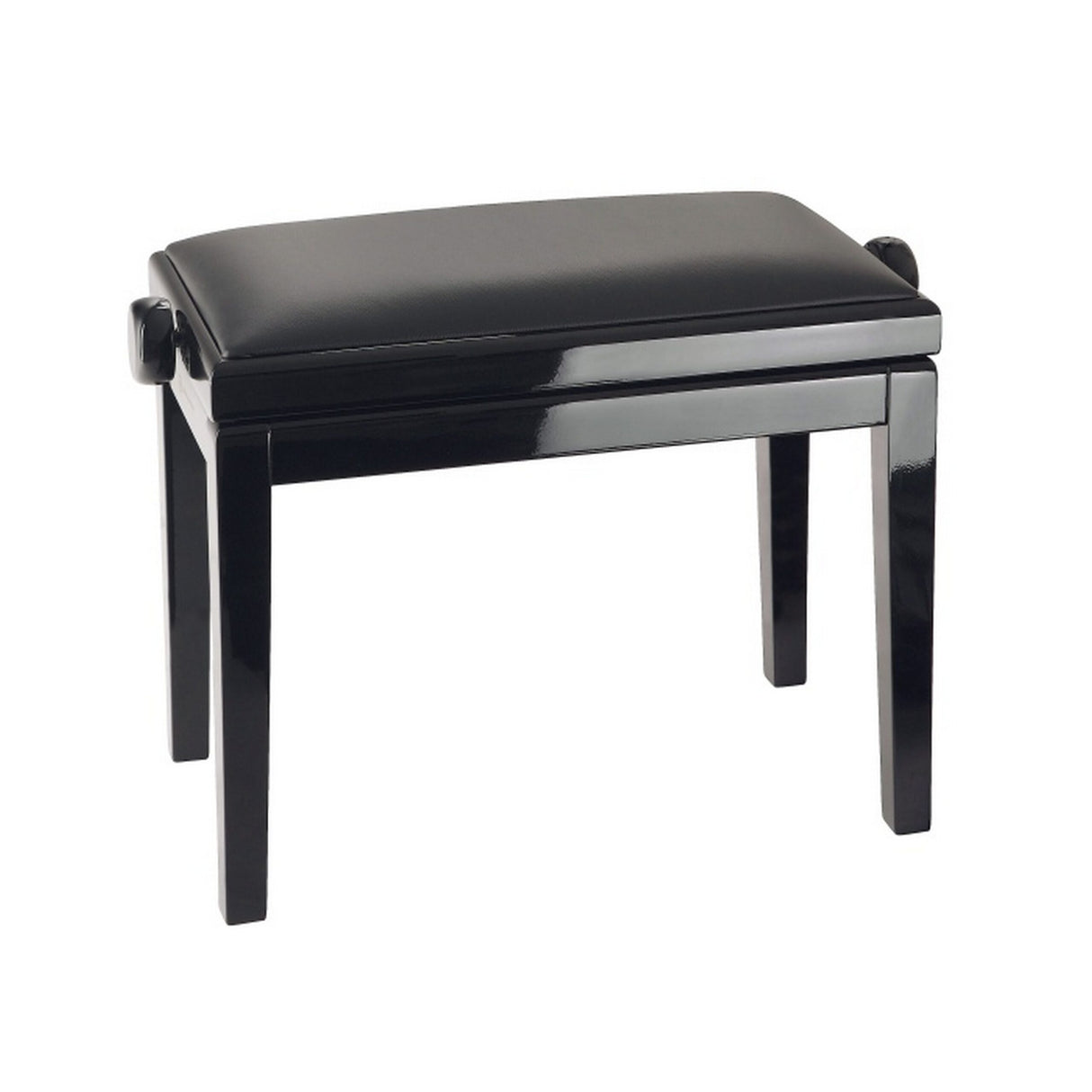 K&M 13990 Piano Bench Black Glossy Finish Bench Black Imitation Leather Seat
