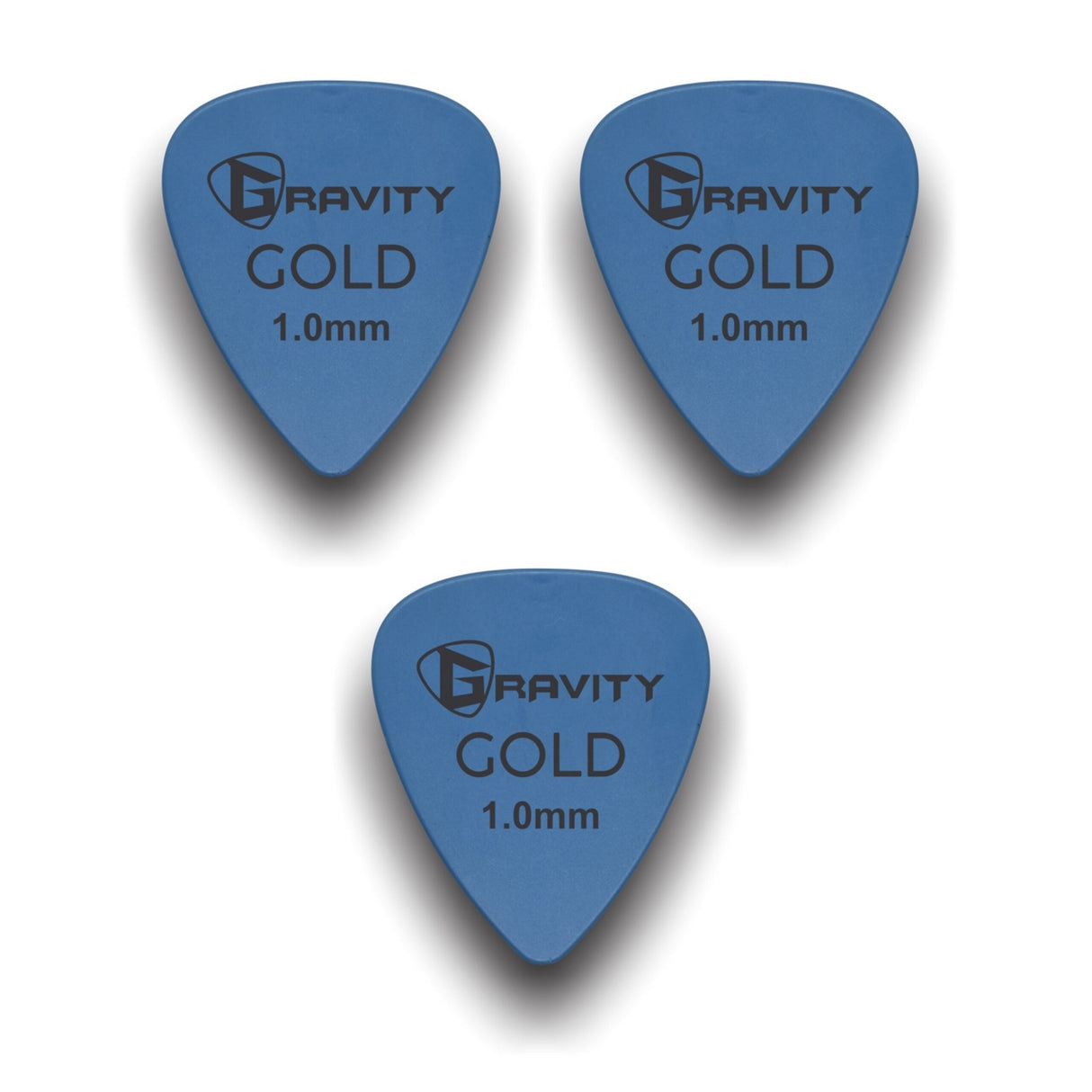 Gravity Picks GP10BL-3pk Colored Gold Series Picks Traditional 351 1.0mm Blue 3-Pack - accessories