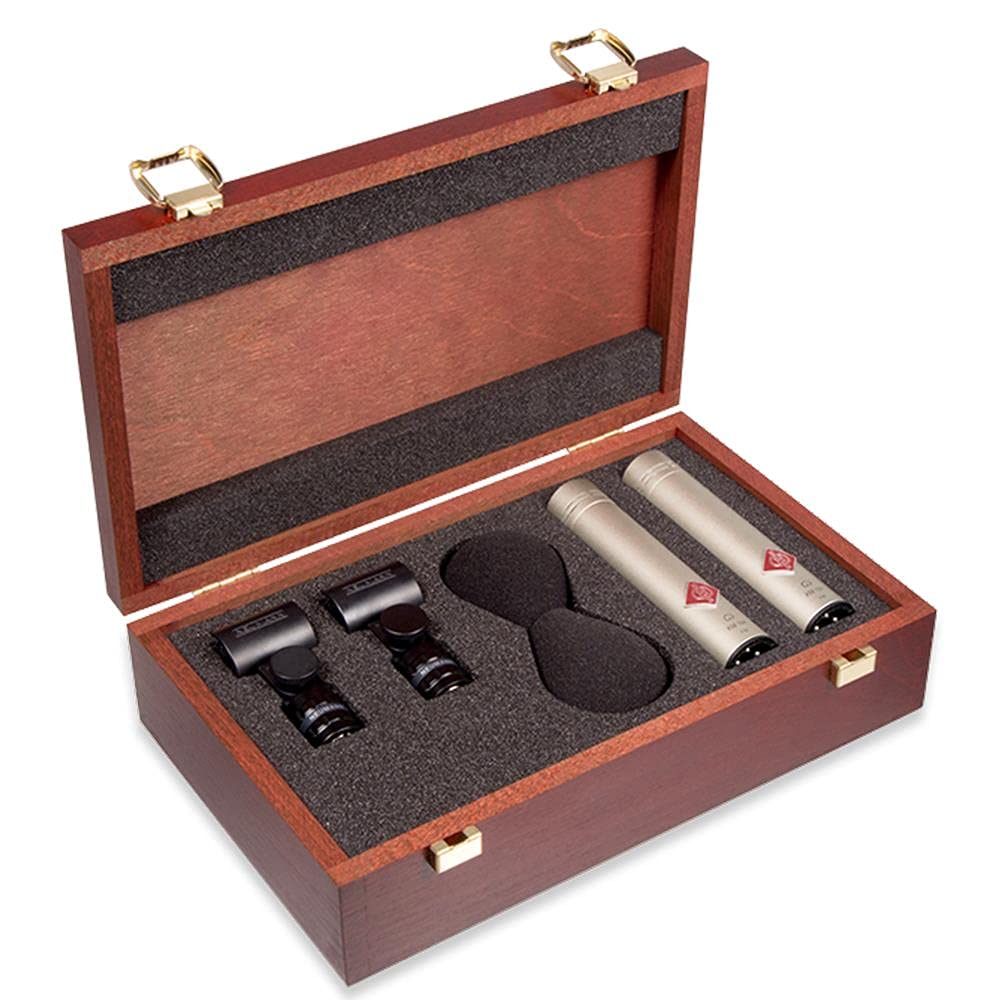 Neumann SKM 184 NI Stereo Set includes Two Each: KM184 SG21BK WNS100 in One Woodbox Nickel
