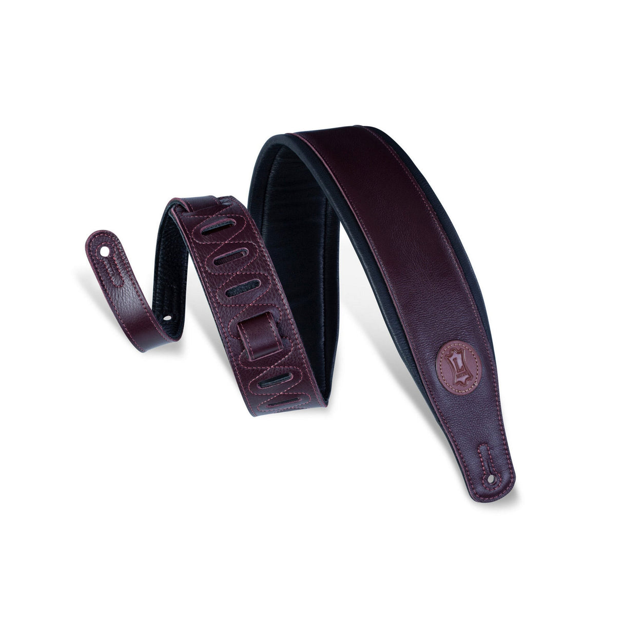 Levy’s 3-Inch Signature Series Garment Leather Guitar Strap Burgundy - accessories