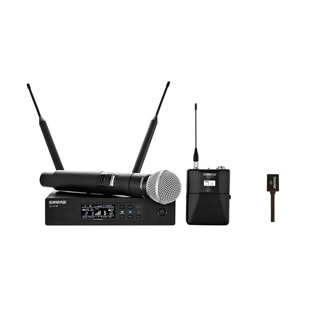 Shure QLXD124/93B Wireless Bodypack and Handheld Vocal Combo System with WL93-6 - G50: 470 - 534 MHz