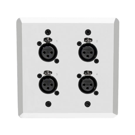 SoundTools WallCAT 2 Gang Wall Panel with 4 Female XLR to RJ45 Silver