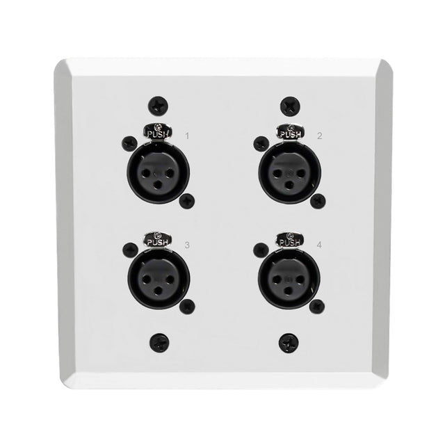 SoundTools WallCAT 2 Gang Wall Panel with 4 Female XLR to RJ45 Silver