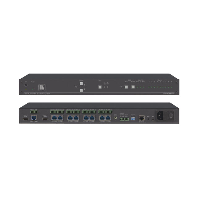 Kramer VM-218DT 2x1:8 4K60 4:2:0 HDMI and Long-Reach HDBaseT RS-232 IR and Stereo Audio Switchable DA