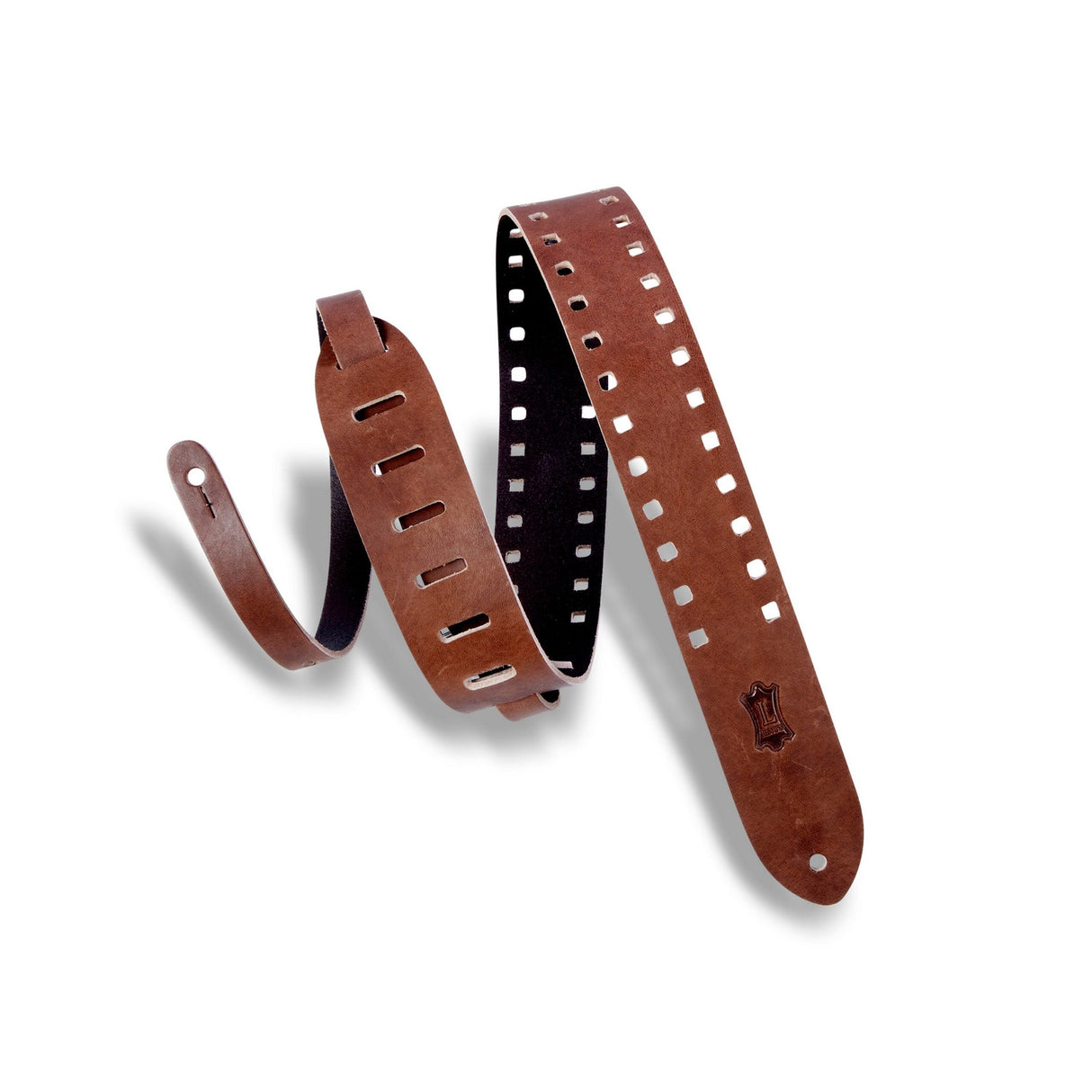 Levy’s Square Punch Out Premier Guitar Strap Brown - accessories