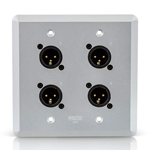 SoundTools WallCAT 2 Gang Wall Panel with 4 Male XLR to RJ45 Silver