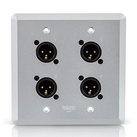 SoundTools WallCAT 2 Gang Wall Panel with 4 Male XLR to RJ45 Silver