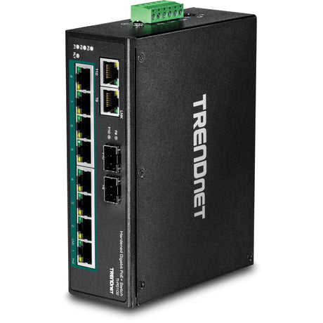 TRENDnet TI-PG102 10-Port Industrial Gigabit PoE + DIN-Rail Switch