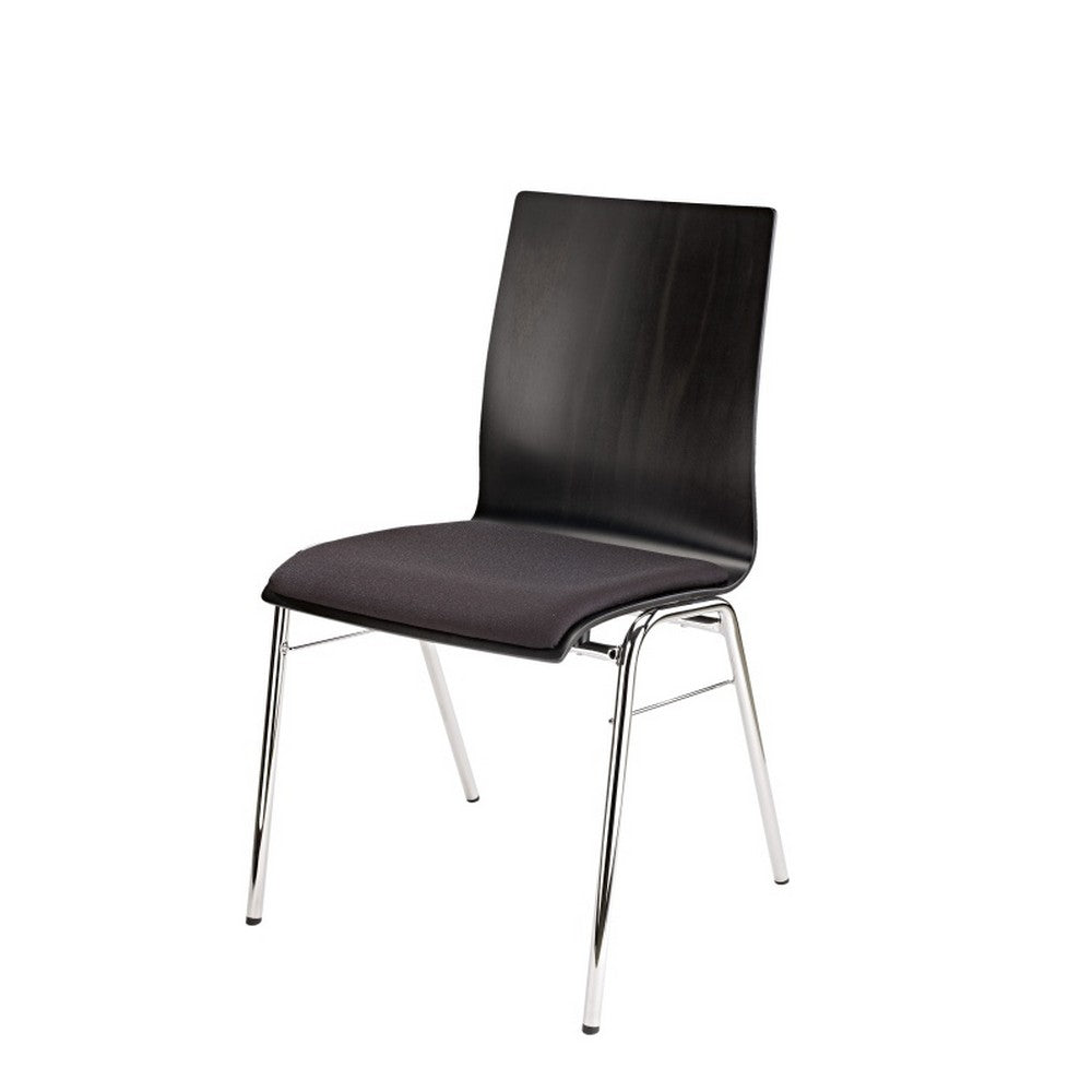 K&M 13415 Stacking Chair with Seat Cushion Black