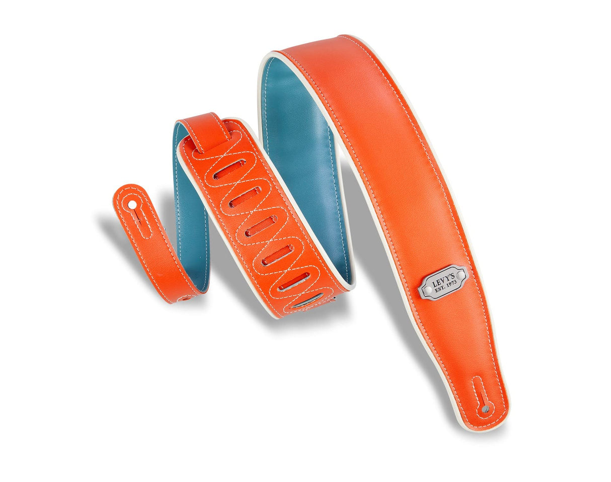 Levy’s Reversible Vinyl Guitar Strap Orange Teal Cream - accessories