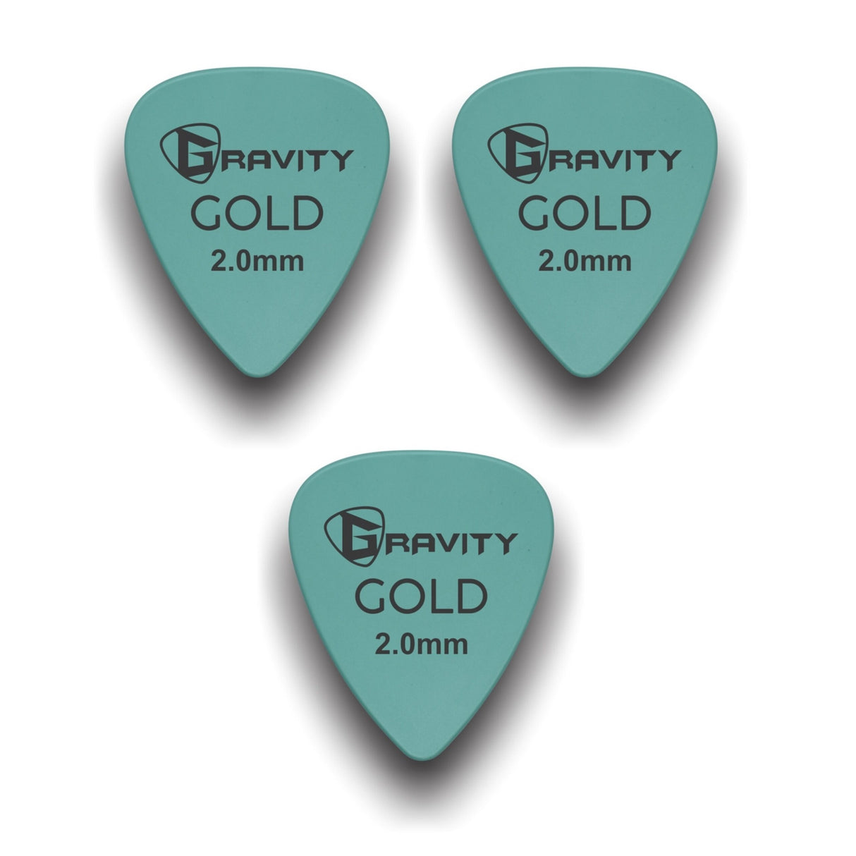 Gravity Picks GP20SF-3pk Colored Gold Series Picks Traditional 351 2.0mm Sea Foam 3-Pack - accessories