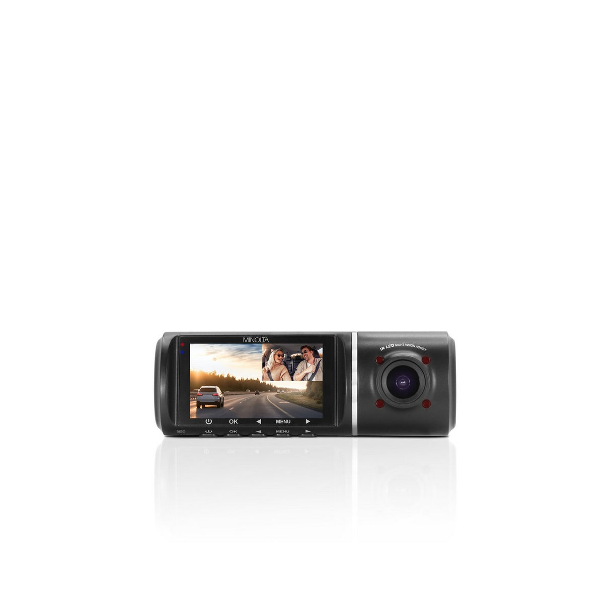 Minolta MNCD245T 3-Channel 1080p Car Camcorder with 2.45-Inch LCD and Rear Camera, Black