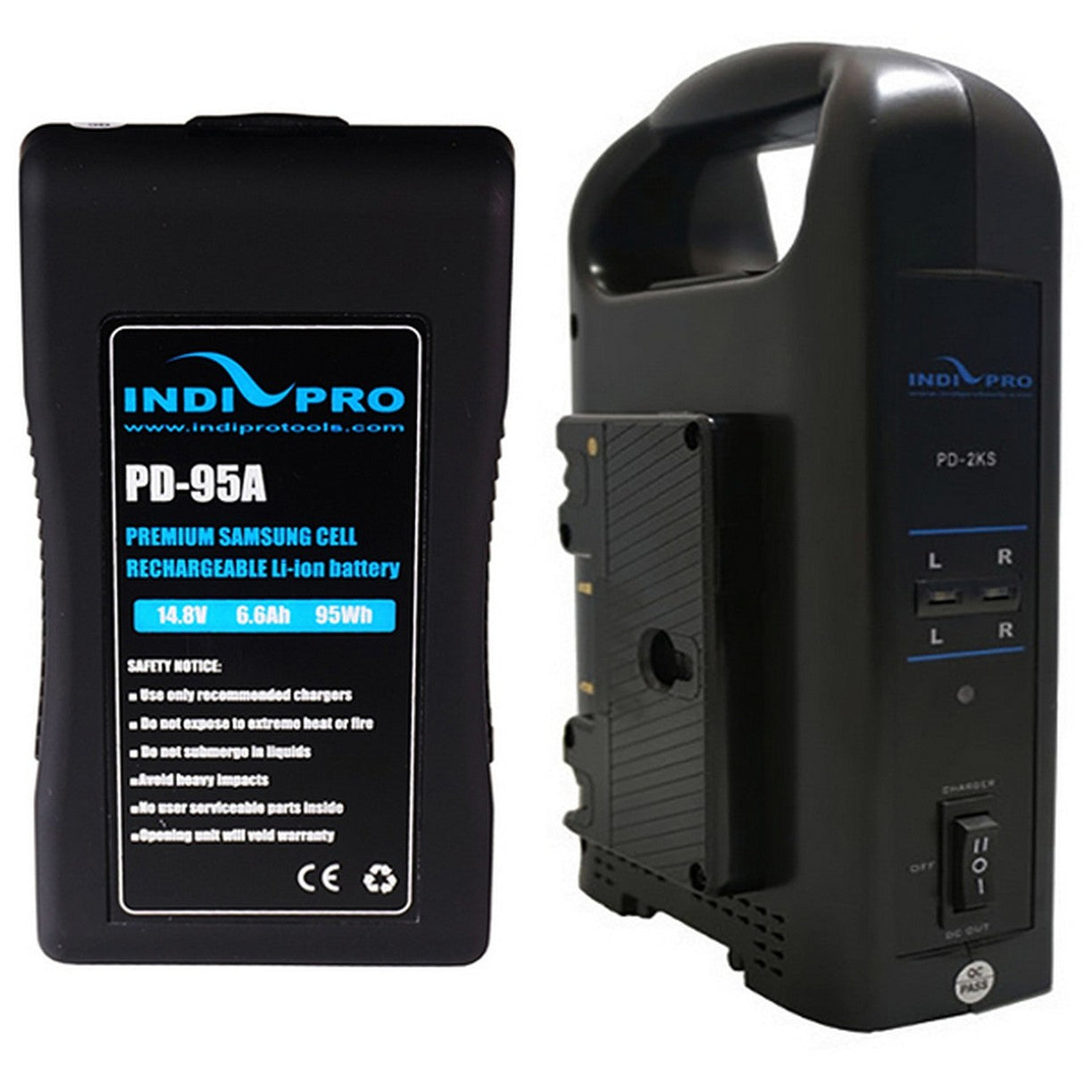 IndiPRO 1GDCGR Compact 95Wh Gold-Mount Li-Ion Battery and Gold-Mount Dual Battery Charger Kit