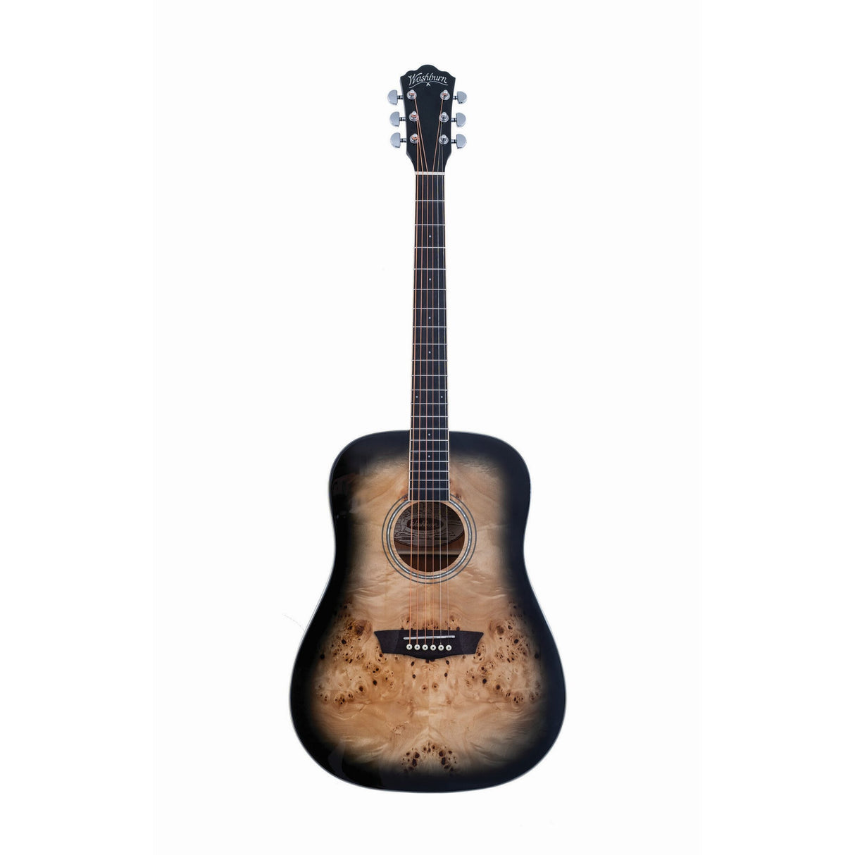 Washburn DFBDB Deep Forest Burl Dreadnought Acoustic Guitar Black Fade - guitar
