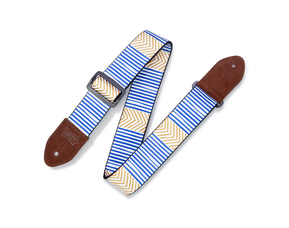 Levy’s Tribal Chevron Guitar Strap White Blue Gold - accessories